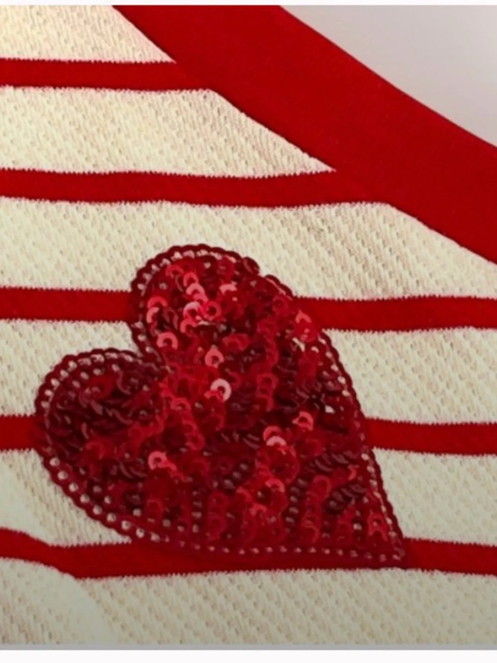 PEACH LOVE CALIFORNIA striped sequin heart tee S M L - Picture 6 of 6